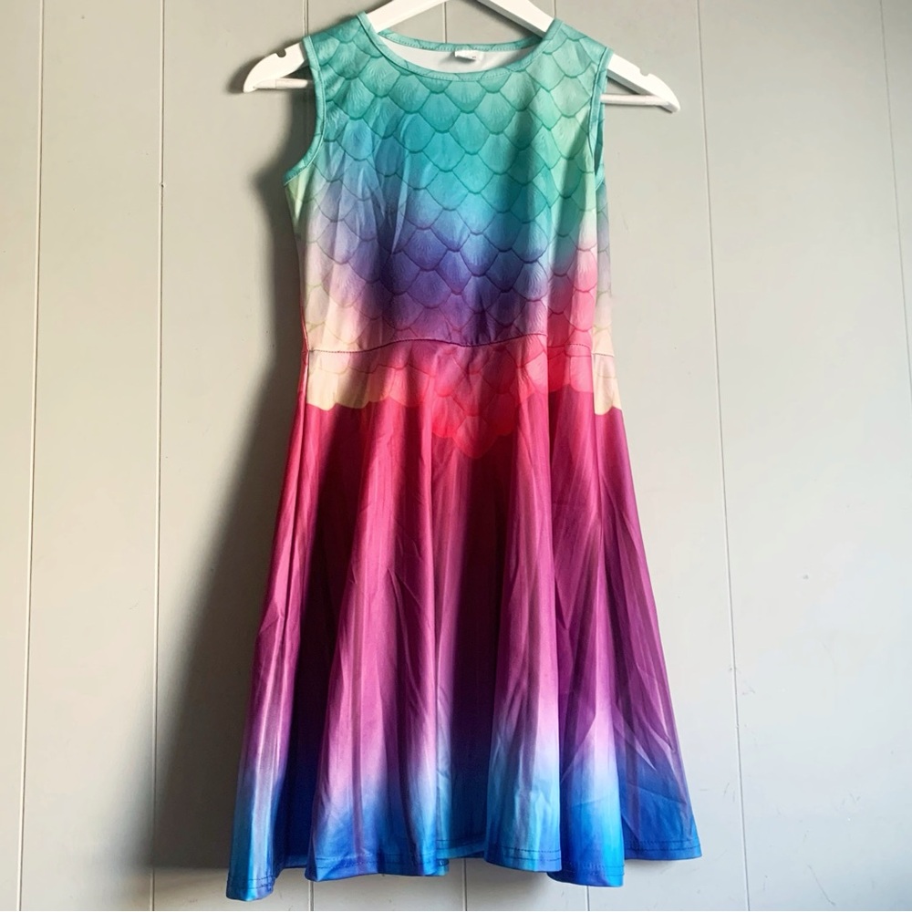Amazon Girls Rainbow Mermaid Swing Dress XL